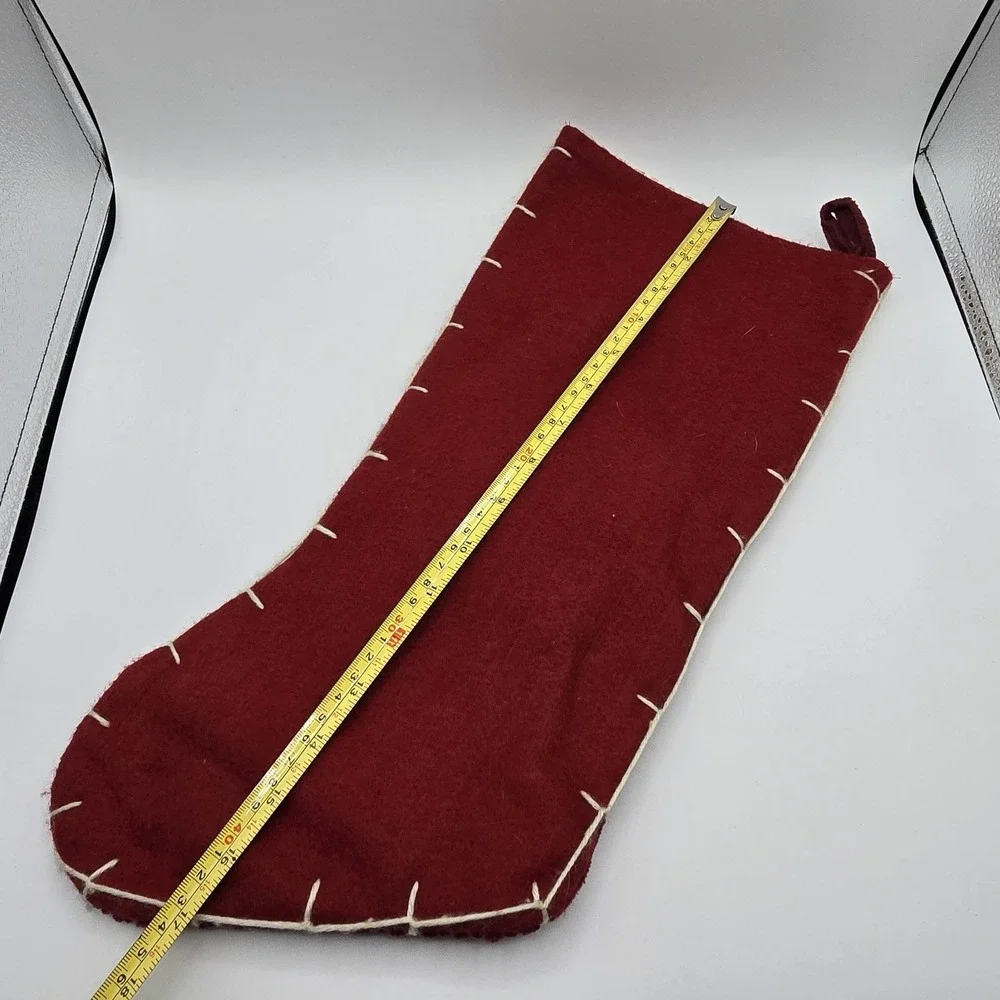 Santa‎ Claus Christmas Stocking Ribbed Corduroy Country Farmhouse Folk Art Vtg